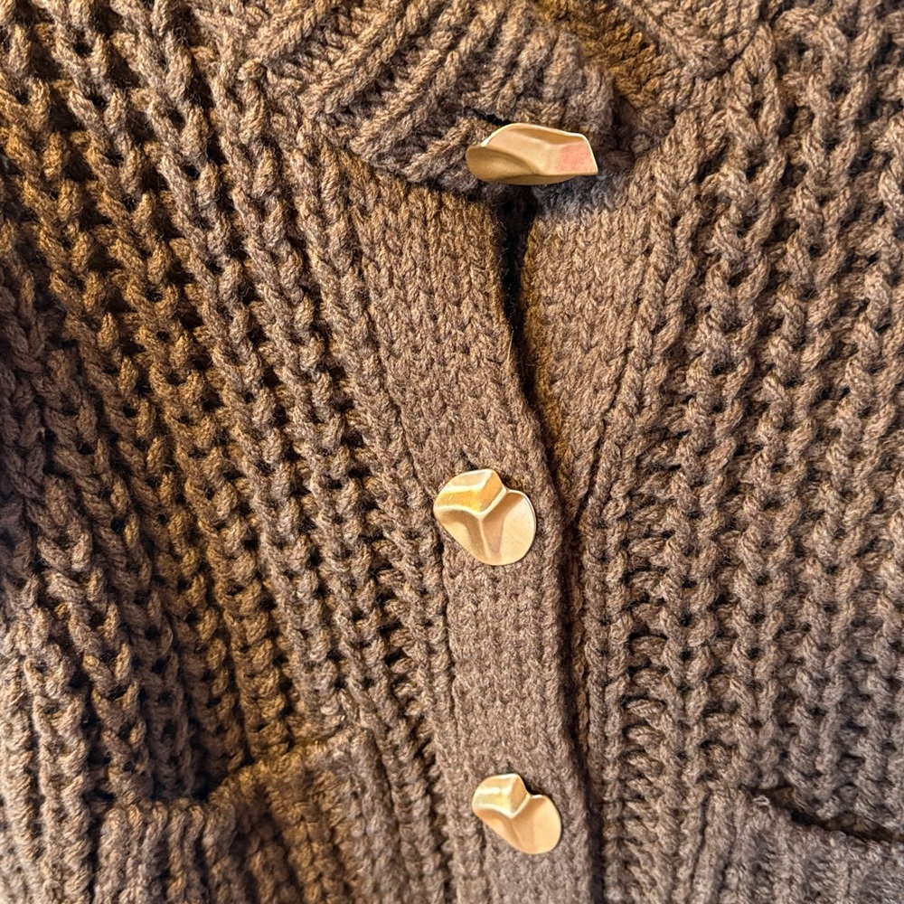 Zara Women's Chocolate Brown Knit Cardigan Vest - Picture 3 of 3